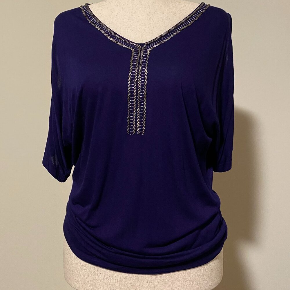 NWT Cable & Gauge Purple Embellished Blouse Size XL
